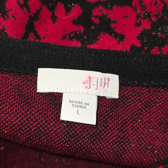 J. Jill Red Black Embellished Sparkle Pullover Sweater Top Womens Large Cotton - Picture 7 of 8
